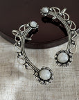 Boho Crescent Ear Cuff with Labradorite/Moonstone - Gold & Silver Ear Wrap