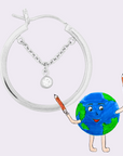 Silver White Gem Chain Hoop Earrings