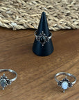 Vintage Celestial Gemstone Ring – Adjustable Boho Statement Ring