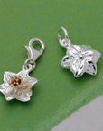 Daffodil Flower Silver & Solid Gold Charm