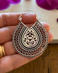 Bohemian Filigree Hoop Earrings in Gold & Silver Finish – Ethnic Statement Earrings