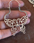 Butterfly Hoop Earrings – Filigree Design in Gold or Silver Finish