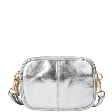 Silver Convertible Leather Cross Body Camera Bag Conscious Ethical Leather Bag Brix And Bailey