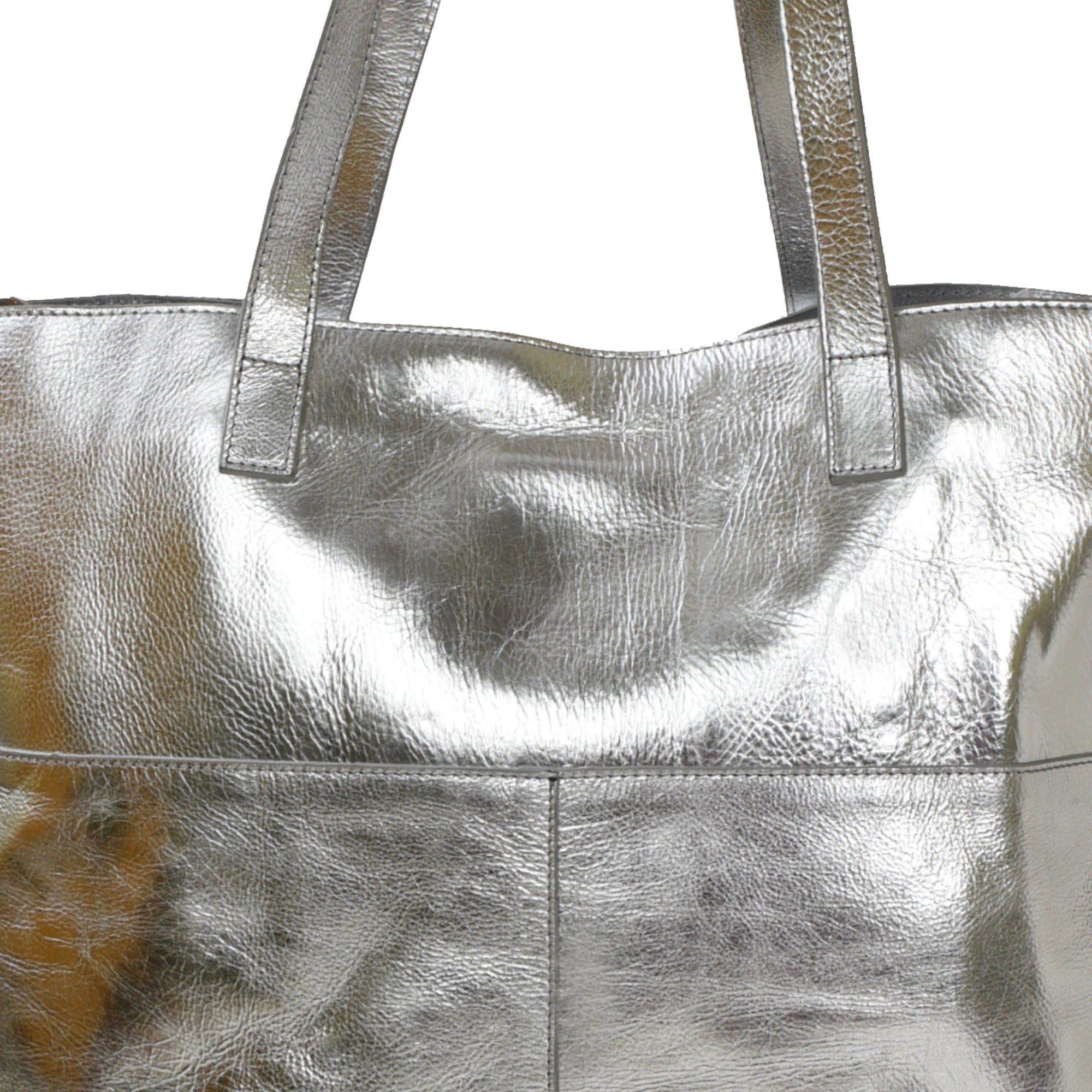 Silver Metallic Everyday Leather Tote Brix and Bailey Ethical Handbag Brand
