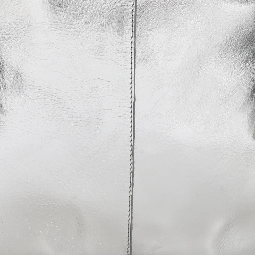 Silver Leather Clutch Bag