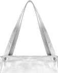 Silver Medium Horizontal Zipped Leather Tote | brnxi