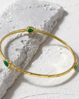 Three Stone Green Onyx Stacking Bangle in Gold