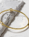 Three Stone Rainbow Moonstone Stacking Bangle in 22K Gold
