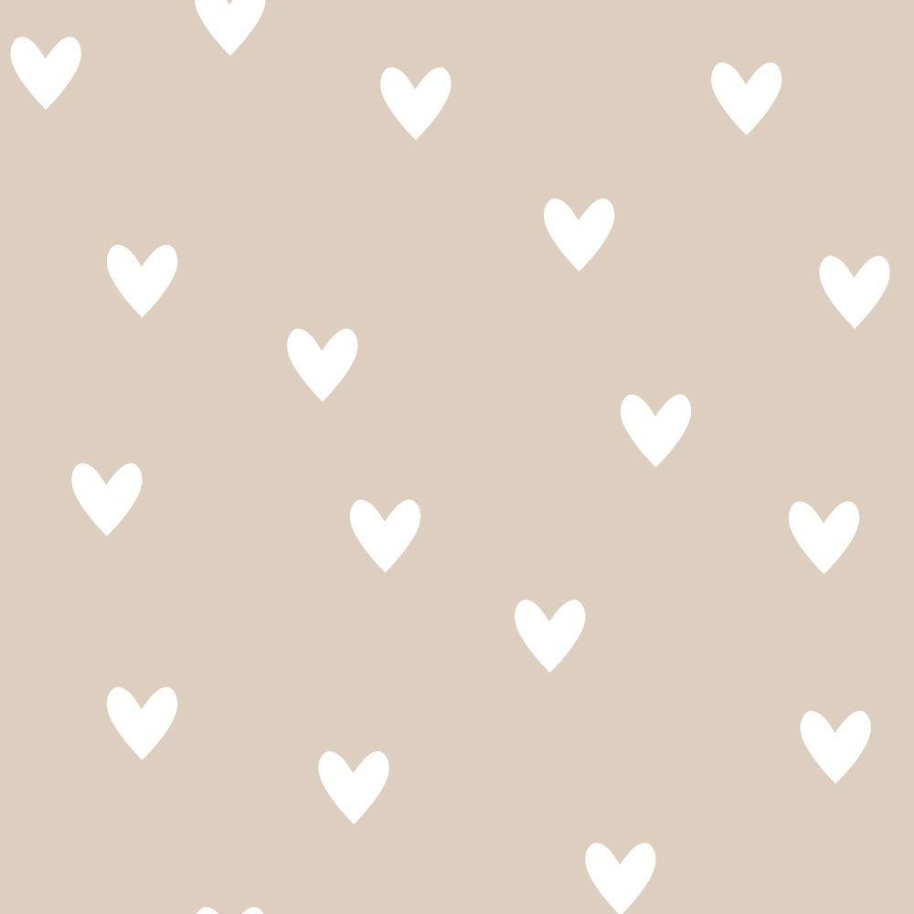 bold close-up of charming hearts wallpaper on a beige background, showcasing artisan-made quality