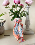 Peach botanical 'Panthera' skinny Silk scarf, delicate, lightweight Twilly style scarf accessory with animal print texture