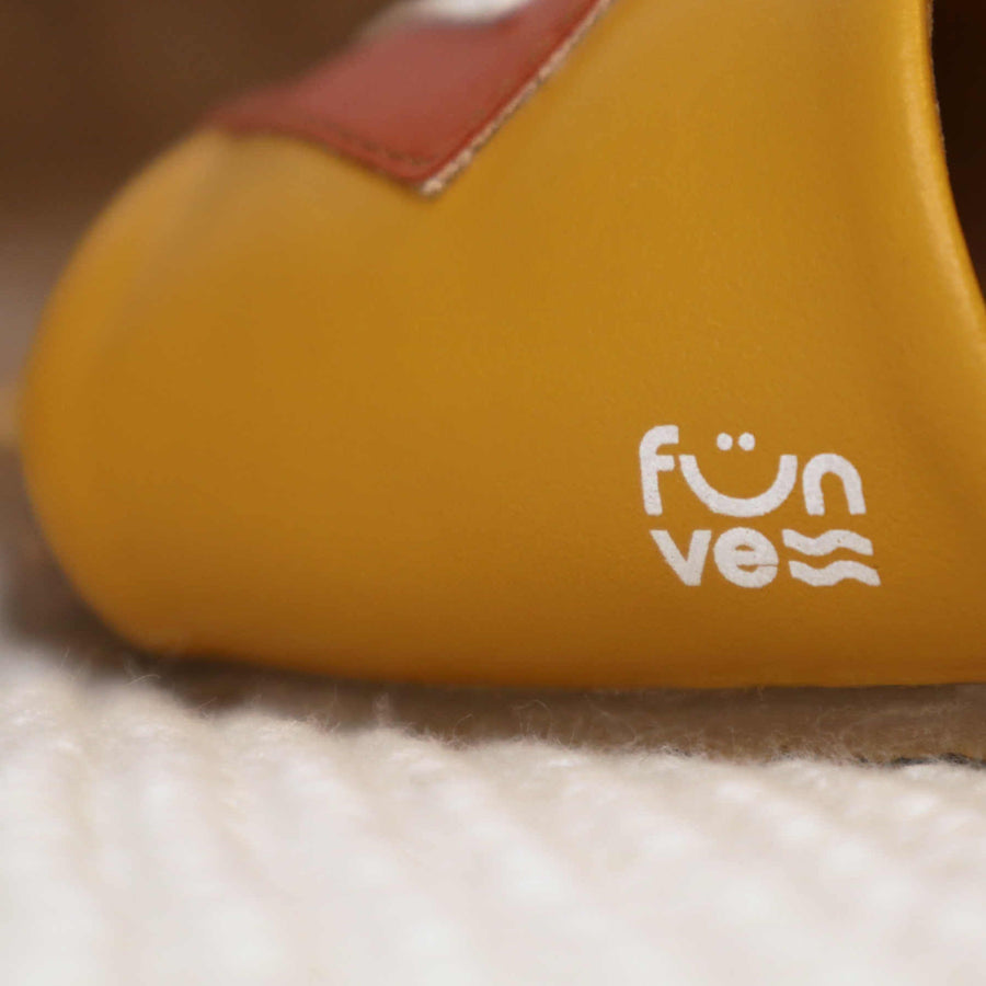 Premium vegan sandals SKY in blue azure, white, terracotta, mustard, fair trade, PETA certified, non-slip sole by Fünve at brixbailey.com