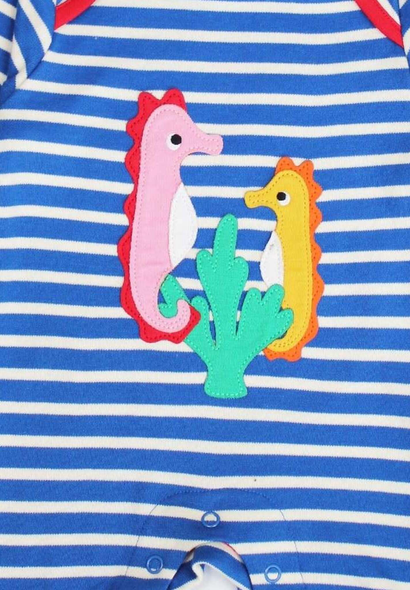 Premium Blue and White Striped Seahorse Pajamas for Kids - Soft Organic Cotton Sleepwear by Toby Tiger by Toby Tiger at brixbailey.com