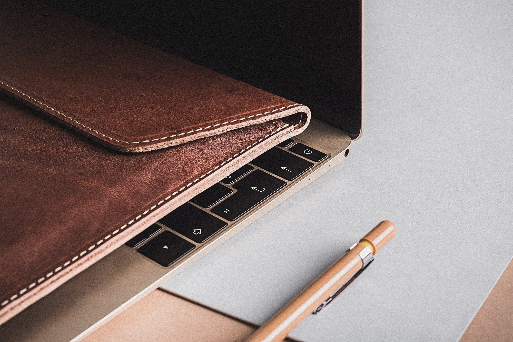 Stylish Slim Leather Laptop Sleeve