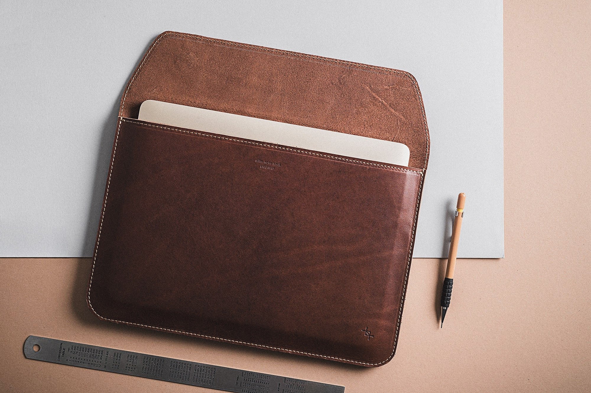 Stylish Slim Leather Laptop Sleeve