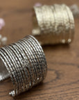 Hammered Gold/Silver Finish Stack Cuff – Adjustable Brass Bangles Set.