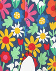 Premium Dark Blue Floral Print Baby Onesie with Snowdrops, Daisies, and Tulps - Soft Organic Cotton, Snap Buttons, Cozy Feet by Toby Tiger at brixbailey.com
