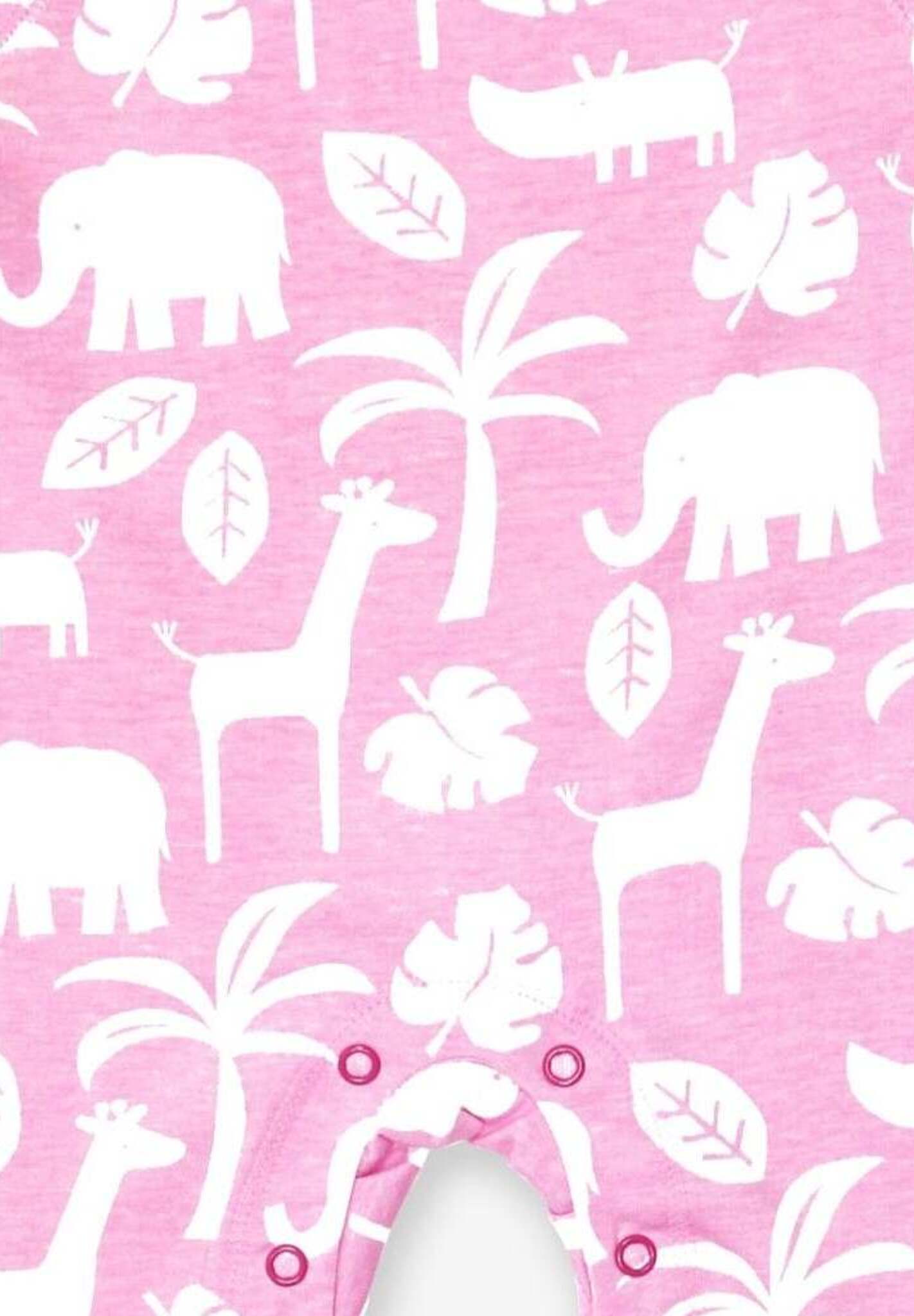 Premium Pink and White Jungle Print Baby Sleepsuit - Soft Organic Cotton with Snap Buttons and Slip Neck by Toby Tiger at brixbailey.com