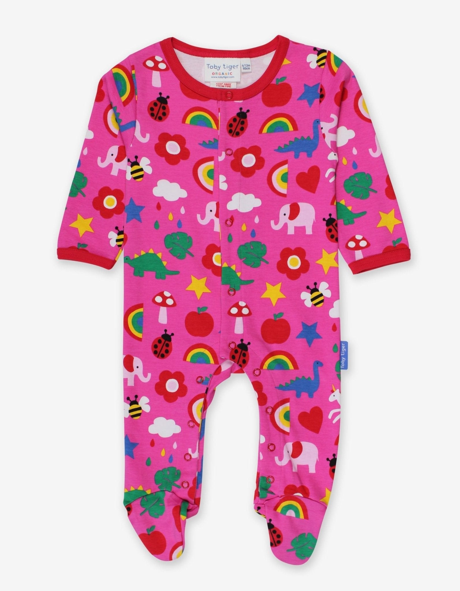Premium Organic Cotton Baby Sleepsuit with Dinosaur and Unicorn Print, Easy Diaper Change with Snap Buttons, GOTS Certified by Toby Tiger at brixbailey.com