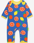 Premium organic cotton pajama set with citrus print, soft GOTS-certified fabric, slip-on neckline, snap buttons, stylish Toby Tiger design by Toby Tiger at brixbailey.com