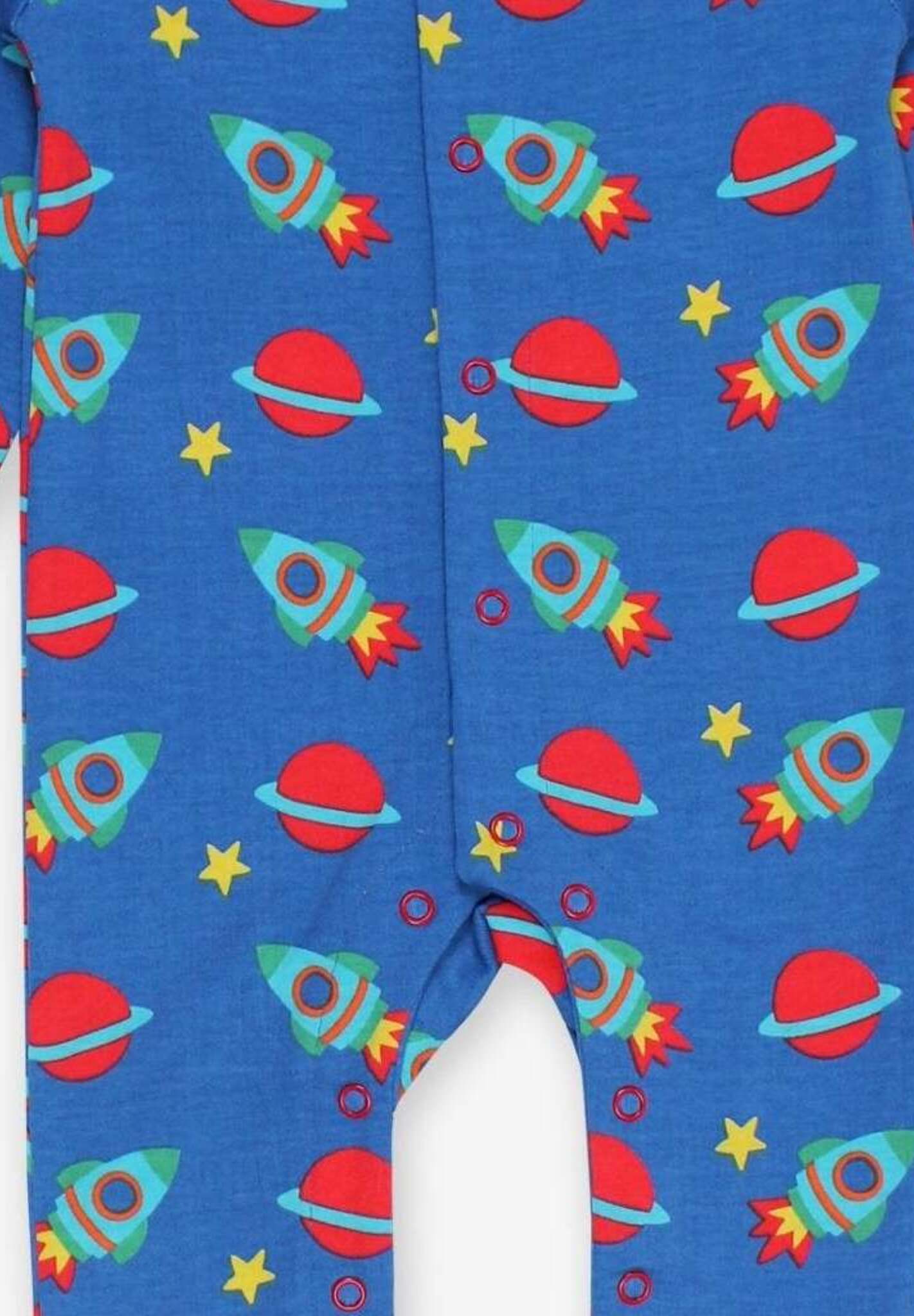 Luxury Space-Themed Organic Cotton Baby Sleepsuit with Feet and Snap Buttons for Easy Diaper Changes by Toby Tiger at brixbailey.com