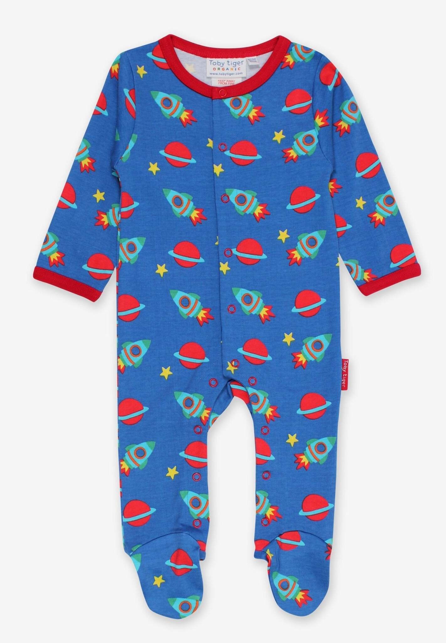 Adorable Astronaut Sleepsuit for Babies - Soft Organic Cotton with Space Print and Snap Buttons by Toby Tiger at brixbailey.com