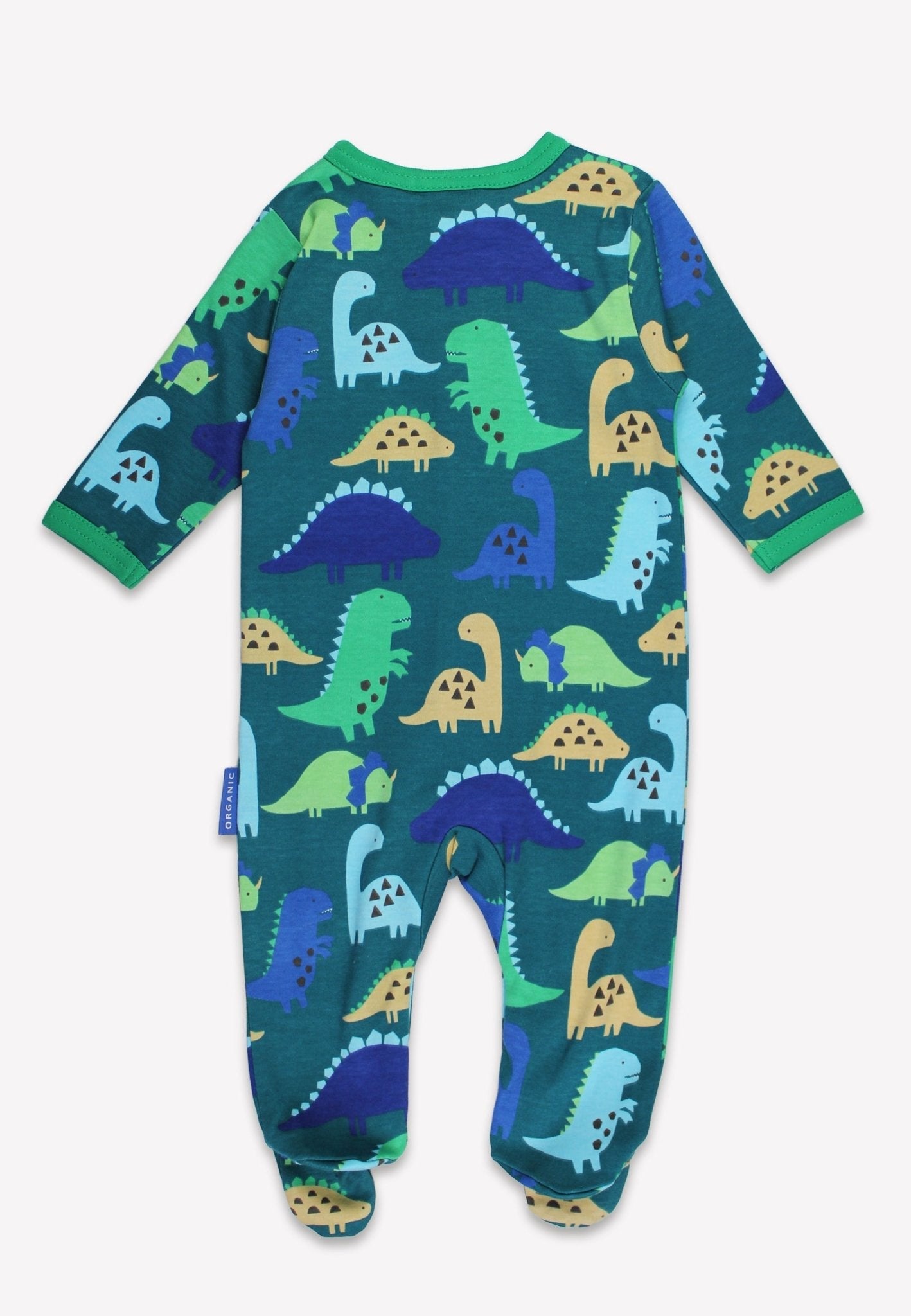 Premium Dino Print Baby Footed Romper in Soft Organic Cotton for Cozy Sleep and Play by Toby Tiger at brixbailey.com
