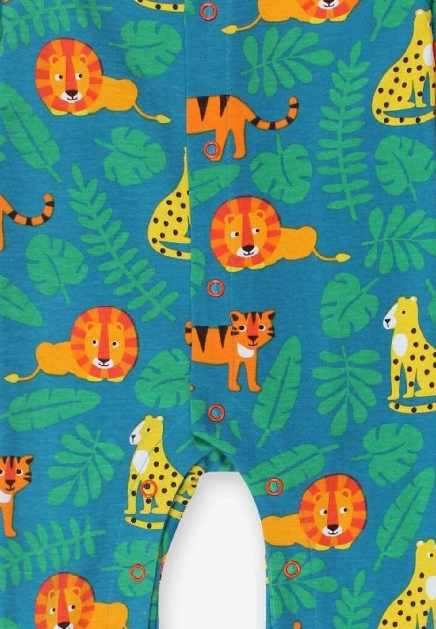 Premium baby sleepwear with lion print, 100% organic cotton, soft and comfortable, fully buttoned for easy diaper changes, GOTS certified by Toby Tiger at brixbailey.com