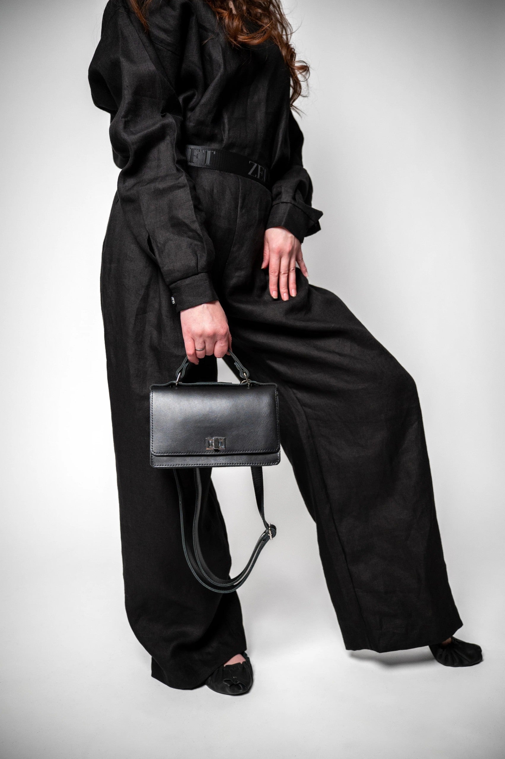 Small Briefcase Handbag - Black