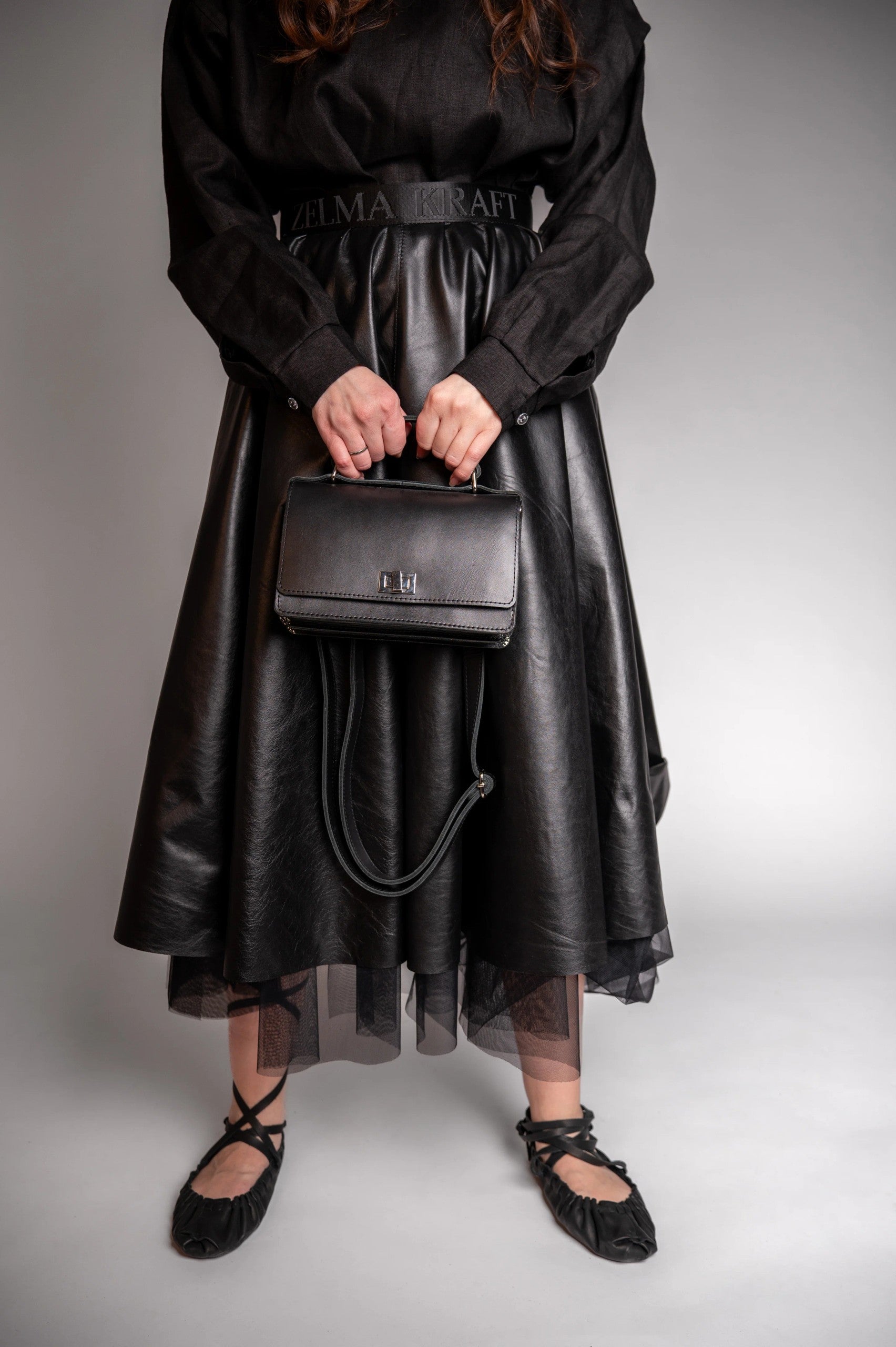 Small Briefcase Handbag - Black