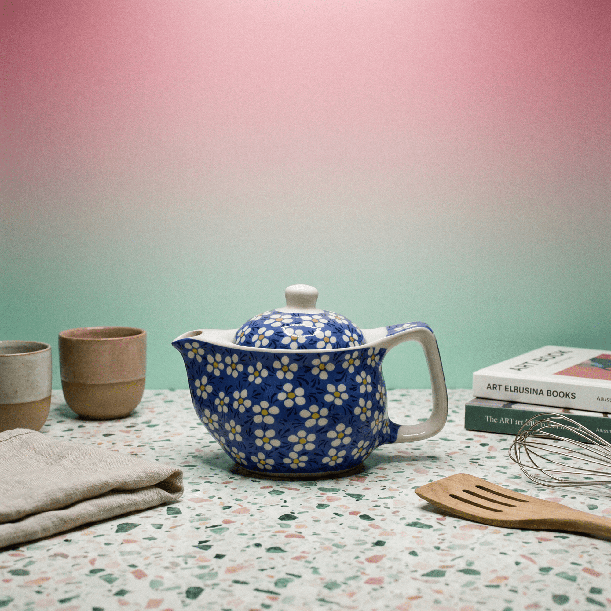 Small Herbal Teapot - Blue Daisy