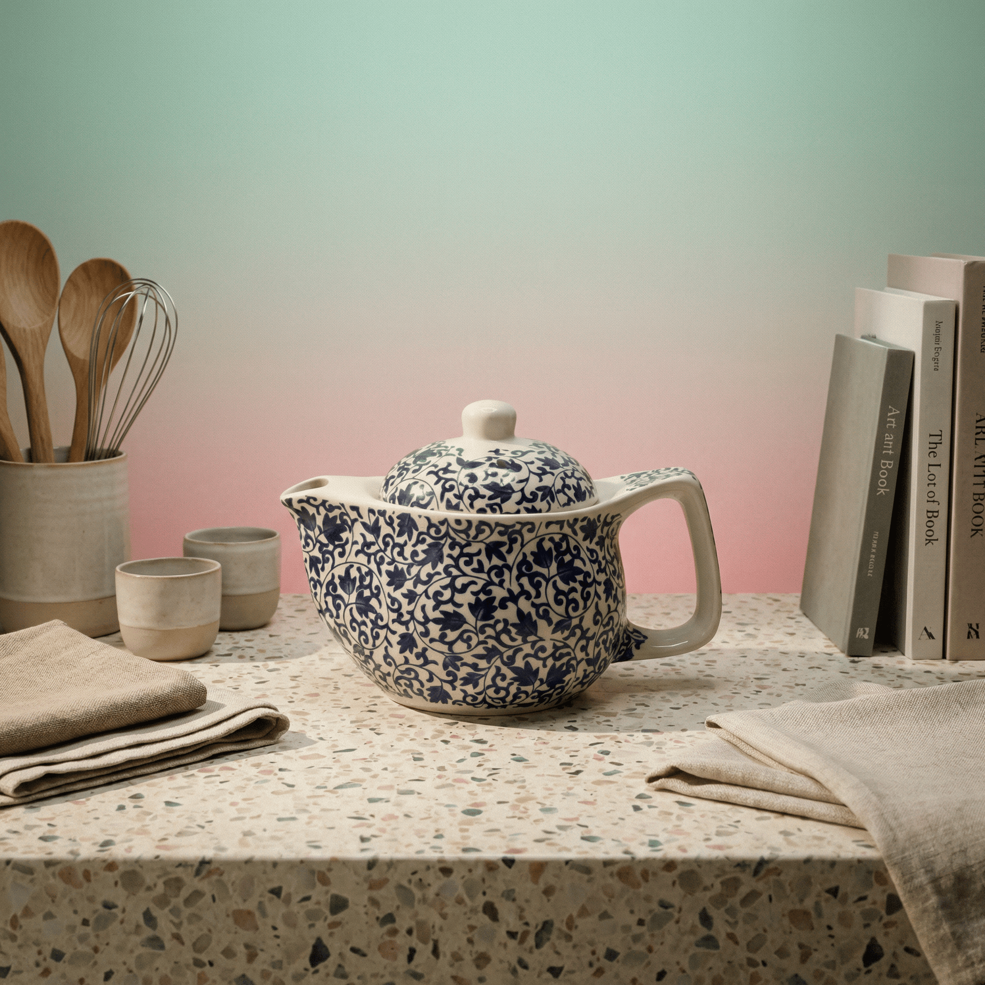 Small Herbal Teapot - Blue Pattern