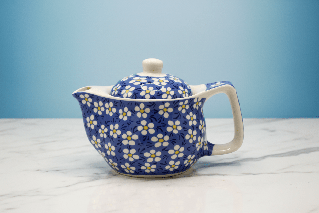Small Herbal Teapot - Blue Daisy
