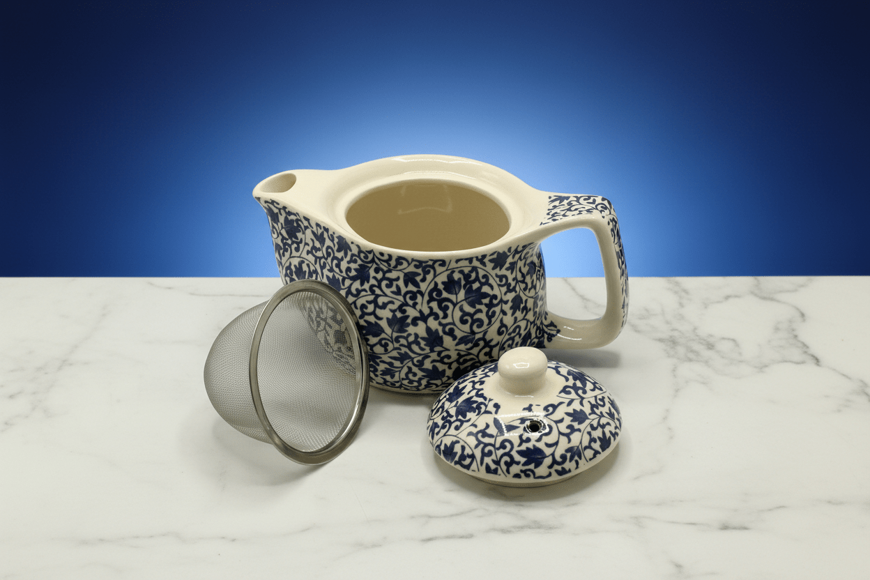 Small Herbal Teapot - Blue Pattern