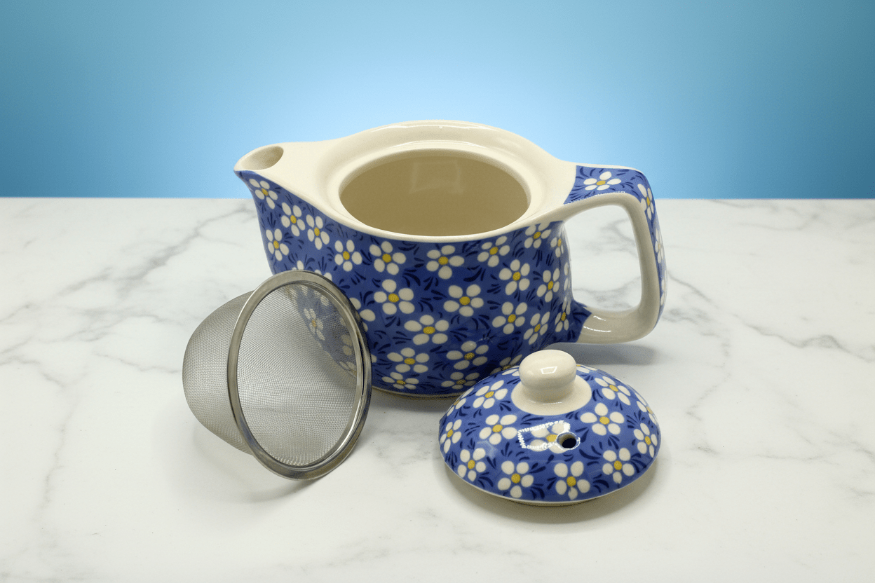 Small Herbal Teapot - Blue Daisy