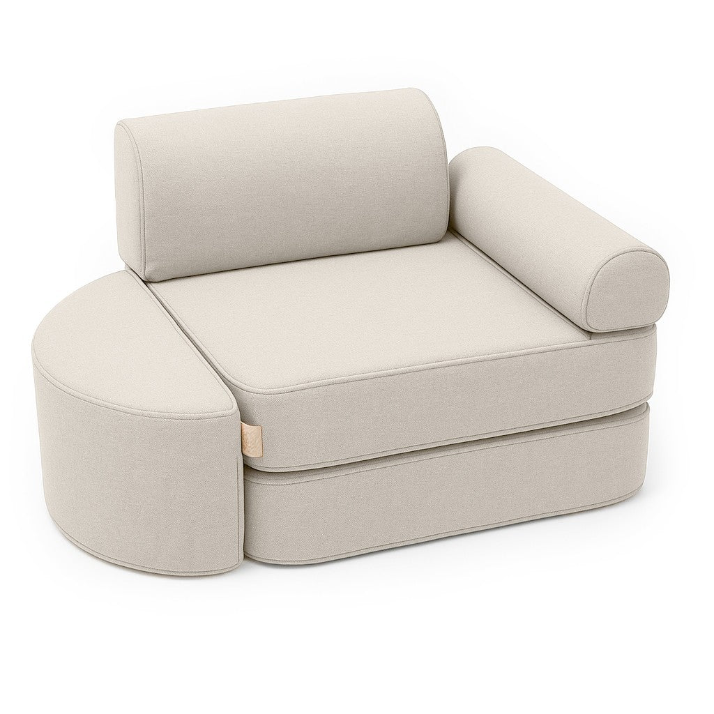 Small Indoor and Outdoor Pocket Sofa in Oat Blush Beige
