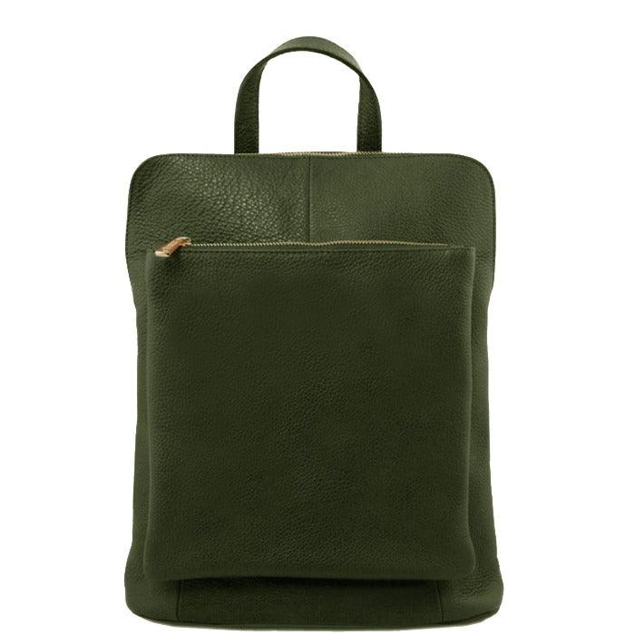 Small Olive Pebbled Leather Backpack – Stylish & Practical by Sostter at brixbailey.com