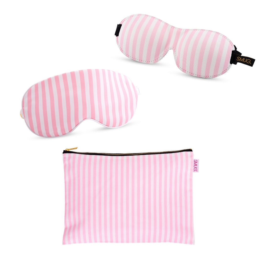 Contoured &amp; Satin Sleep Mask Double Pack &amp; Accessories Bag Set - Various Prints