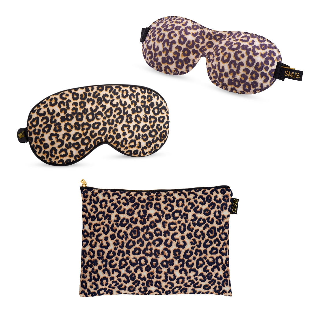 Contoured &amp; Satin Sleep Mask Double Pack &amp; Accessories Bag Set - Various Prints