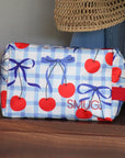 Wash Bag - Blue Cherries Print