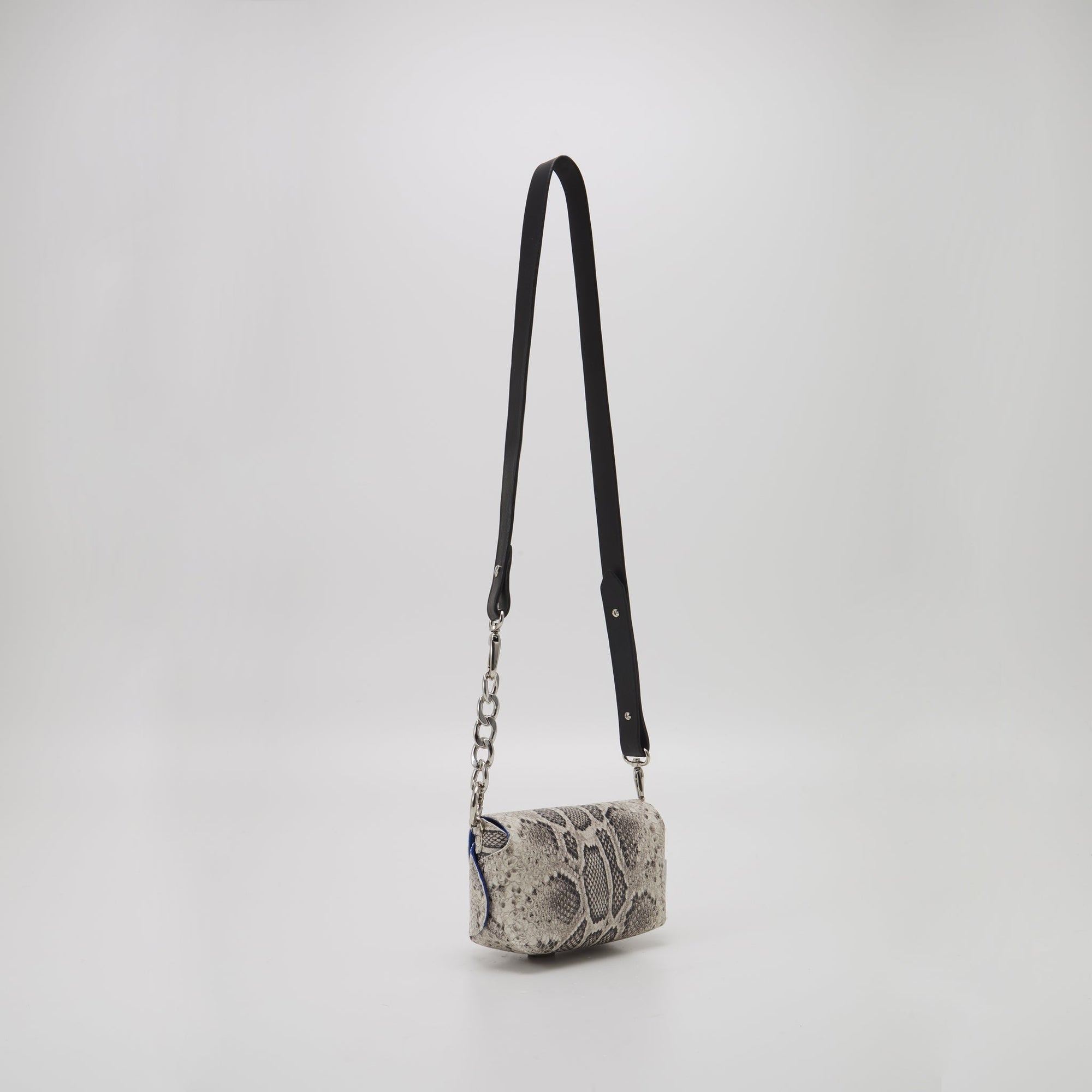 Handmade Leather Shoulder Bag in Snake Print