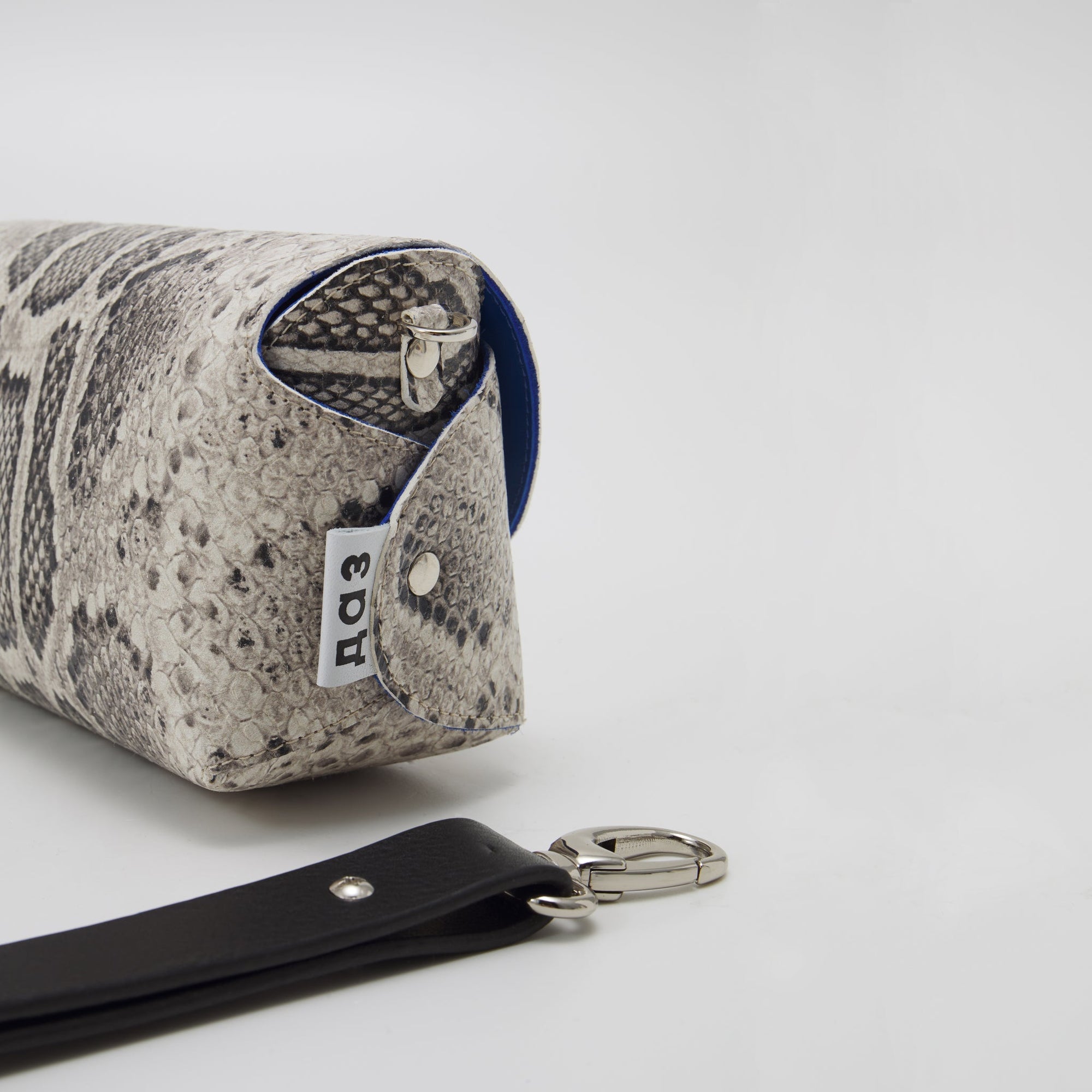 Handmade Leather Shoulder Bag in Snake Print