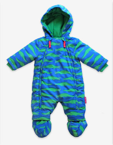 Cozy Crocodile Snowsuit for Kids - Waterproof, Fleece-Lined, Removable Booties, Eco-Friendly Dye, Machine Washable by Toby Tiger at brixbailey.com