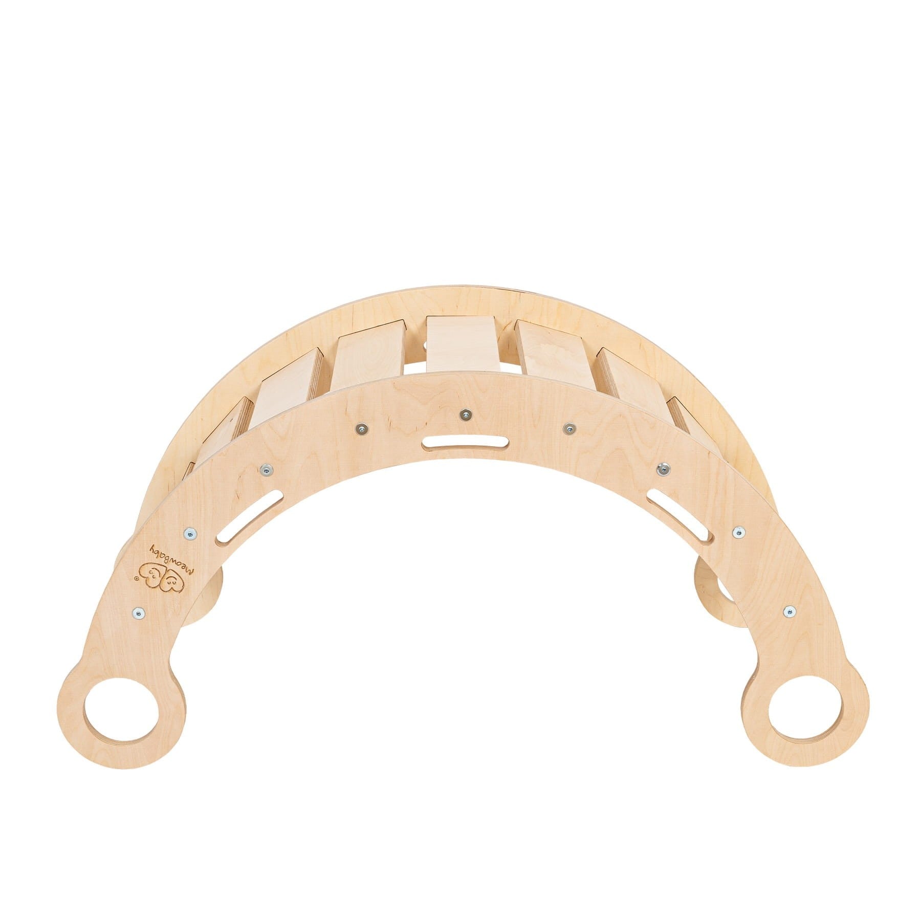 Snug Rocker for Children in Natural Wood with Pink Pillow