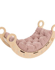 Snug Rocker for Children in Natural Wood with Pink Pillow