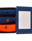 Orange and Blue Sock Box - 3 Pairs of Bamboo Socks (His)