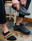 Black Bold Striped "No-Show" Bamboo Socks
