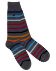 Grey Small Striped Bamboo Socks (Comfort Cuff)
