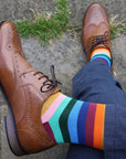 Multi Fine Striped Bamboo Socks (Comfort Cuff)