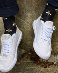 Navy Bumblebee Bamboo Socks (Comfort Cuff)