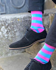 Pink and Blue Striped Bamboo Socks